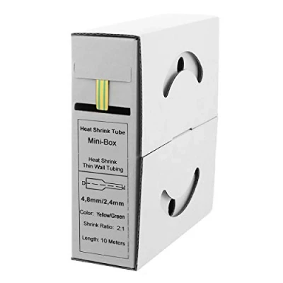 Abbildung von Offgridtec 10m Schrumpfschlauch 4,8mm&gt;2,4mm gelb/grün Spenderbox Werkstatt KFZ 2:1