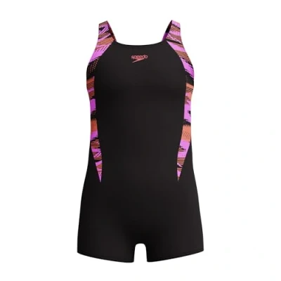 Abbildung von Speedo Hyperboom Splice Legsuit Chlorine Resistant Quick Drying Stretch Fabric Comfort Fit 1 Piece Badeanzug für Mädchen, Coral Sands, 9 Years 10