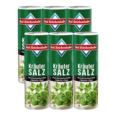 Abbildung von Bad Reichenhaller Kräutersalz 6 x 300g Dose Großpackung Vorrat insgesamt 1800 g ohne Geschmacksverstärker Glutenfrei verschiedene Kräuter vegetarische und vegane Küche geeignet