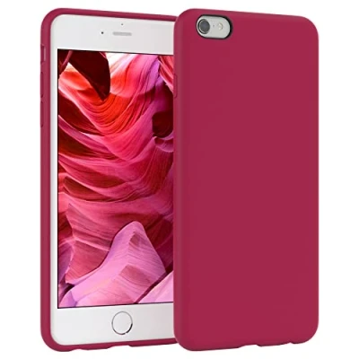 Abbildung von EAZY CASE Premium Silikon Handyhülle kompatibel mit iPhone 6 / 6S, Slimcover Kameraschutz und Innenfutter, Silikonhülle, Schutzhülle, Bumper, Handy Case, Hülle, Softcase, Beere