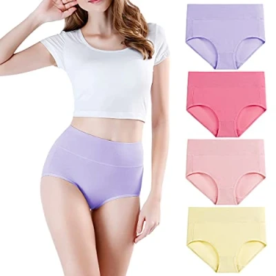 Abbildung von wirarpa Unterhosen Damen Baumwolle Frauen Unterwäsche Hohe Taille Slips Hoher Taillenslip 4er Pack Mehrfarbig Größe X Large (46/48)