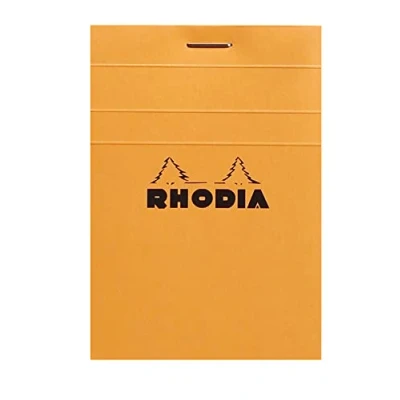 Abbildung von Rhodia 13200C Notizblock (DIN A6, 10,5 x 14,8 cm, geheftet, mikroperforiert, kariert, 80 Blatt) 1 Stück orange