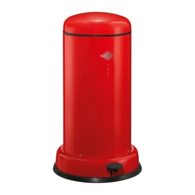 Abbildung von Wesco Baseboy Abfallsammler in der Farbe rot, pulverbeschichtetes Stahlblech, 20 Liter Volumen, Metall Einsatz, eingebauter Dämpfer, Fußtritt mit Gummitrittfläche