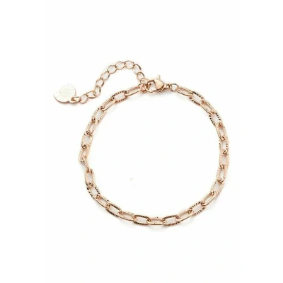 Abbildung von Hey Happiness Textured LINK Chunky Armband, Damen, Größe: One Size, Rosegoldfarben