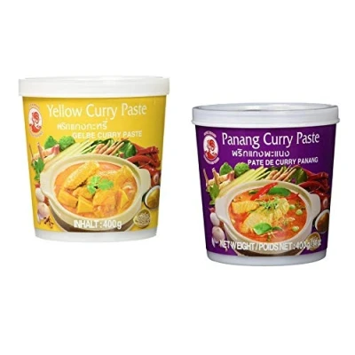 Abbildung von Cock Brand Probierset Currypasten 2er Pack (2 x 400g) 2 Sorten, je 1 Dose Gelb, Panang Currypaste