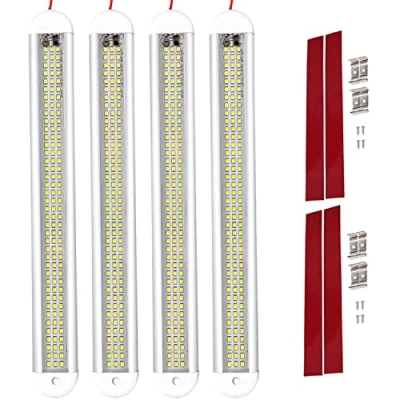 Abbildung von Intckwan (4 Stück) 120 Led Auto Innenbeleuchtung, 12 Volt Lampe Wohnmobil, 12v Leiste mit Schalter und 2 Verlängerungskabeln, für Van Bus Caravan Boat Wohnmobil Küche Bad Bar LKW