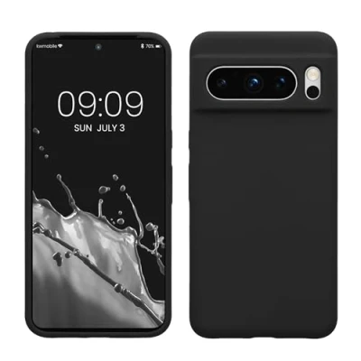 Abbildung von kwmobile Hülle kompatibel mit Google Pixel 8 Pro Silikon Handy Case Handyhülle weiche Oberfläche kabelloses Laden Schwarz matt