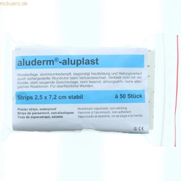 Abbildung von Söhngen Wundpflaster aluderm aluplast stabil Strips 2,5x7,2cm VE=50 St