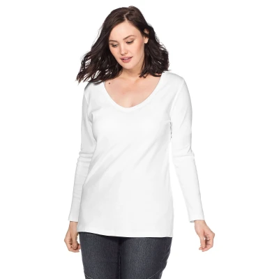 Abbildung von Sheego Langarm Langarmshirt, Damen, Größe: 40/42, White
