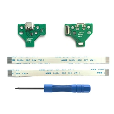 Abbildung von ElecGear 2 Stück JDS 011 USB Ladebuchse mit Flexkabel für PS4 Controller, Replacement Anschluss Platine Adapter, Reparatur Part Ladegerät Module Port, Battery Charging Board