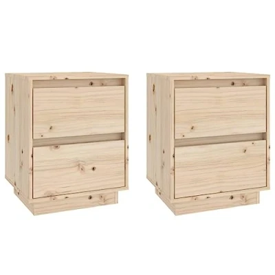 Abbildung von vidaXL 2X Nachttisch Nachtschrank Nachtkonsole Nachtkommode Schlafzimmer Schrank Kommode Beistelltisch Universalschrank 40x35x50cm Massivholz Kiefer