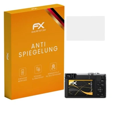 Abbildung von atFoliX Panzerfolie kompatibel mit Panasonic Lumix DMC TZ71 Schutzfolie, entspiegelnde und stoßdämpfende FX Folie (3X)