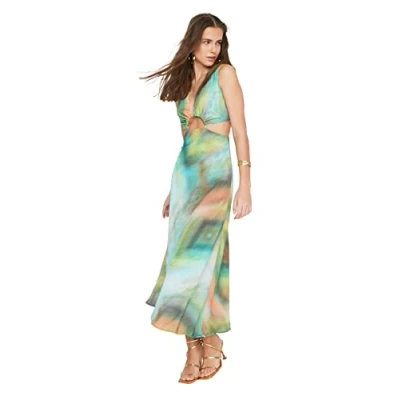 Abbildung von TRENDYOL Damen Patterned Freestanding Dress, Multi color, 38 EU