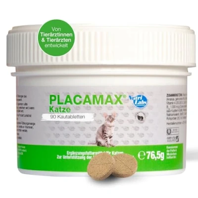 Abbildung von NutriLabs Placamax® Katzen Tabletten 90 STK. Gesundheitsprodukte für Verdauungstabletten Katze Nahrungsergänzung Ergänzungsfutter mit Pankreas Pulver u.v.m.