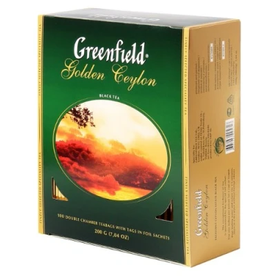 Abbildung von Greenfield Golden Ceylon, Schwarzer Ceylon Tee, Single Origin, Pure Sri Lanka Black tea 100 Teebeutel, bags, Tassen, 200g