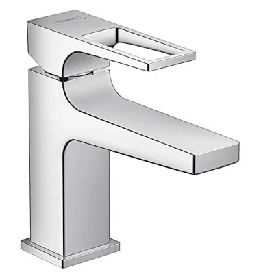 Abbildung von hansgrohe Waschtischarmatur &quot;Metropol&quot;, 10cm, mit Bügelgriff für Handwaschbecken Push Open Ablaufgarnitur
