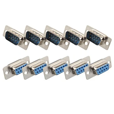 Abbildung von Futheda 5 Stück weiblich und männlich Computer DB9 Connector Adapter Solder Typ 9 Pin D SUB Steckverbinder