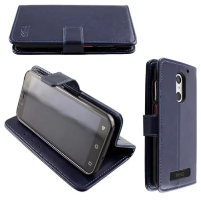 Abbildung von caseroxx Handy Hülle Tasche kompatibel mit PEAQ PSP 400 Bookstyle Case Wallet in blau