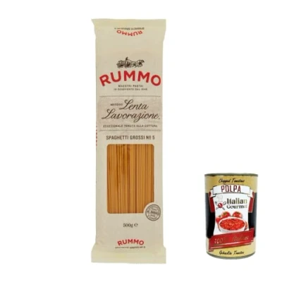 Abbildung von 20x Rummo Spaghetti grossi N. 5 Hartweizengrieß Pasta Italienische Nudeln 500g Packung + Italian Gourmet Polpa di Pomodoro 400g Dose