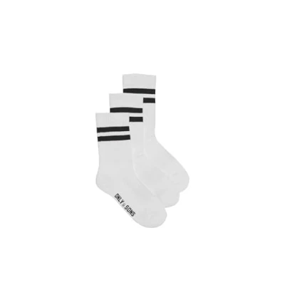 Abbildung von ONLY &amp; SONS Herren ONSRODY 3 Pack Tennis NOOS Socken, White/Stripes:2 Black Stripes, 39 42 (3er Pack)