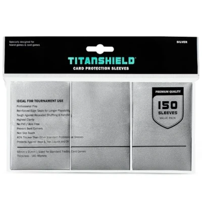 Abbildung von TitanShield Premium Silver 150 Sleeves Standard Size Board Game Trading Card Deck Protector for Magic The Gathering MTG, Baseball Collection, Dropmix