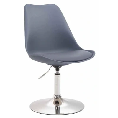 Abbildung von CLP Esszimmerstuhl Maverick Kunststoff I höhenverstellbarer Lehnstuhl Drehstuhl mit Trompetenfuß Sitzhöhe von ca. 43 48 cm, Farbe:grau, Gestell Farbe:Chrom