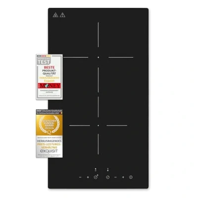 Abbildung von Exquisit Kochfeld EKC 300 380 Glaskeramik Touch Control 2 Kochstellen Rahmenlos 3000 W