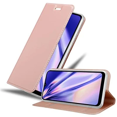Abbildung von Cadorabo Hülle kompatibel mit Samsung Galaxy A02s aus Premium Kunst Leder Flip Klappbare Stoßfeste Magnetische [Standfunktion] [Kartenfächern] Cover für Tasche in Rosa