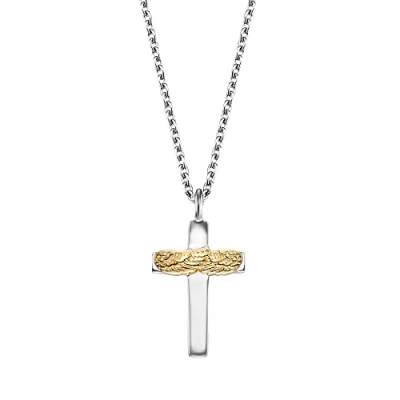Abbildung von Engelsrufer Damen Halskette aus Sterling Silber und Kreuz mit Flügelchen Anhänger Bicolor in Gold drei Längen verstellbar Länge: 44cm