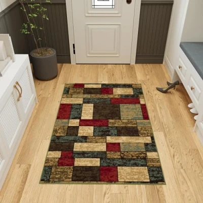 Abbildung von Ottomanson Ottohome Kollektion Teppich mit Gummirückseite und Schachtel Design, 100 cm x 150 cm, mehrfarbig