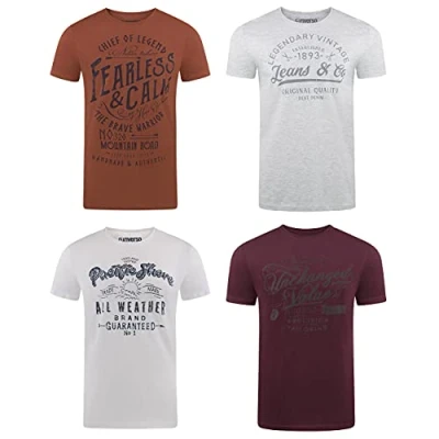 Abbildung von riverso T Shirt Herren Printshirt RIVLeon Regular Fit (4 tlg) Kurzarm Tee mit Rundhalsausschnitt aus 100% Baumwolle