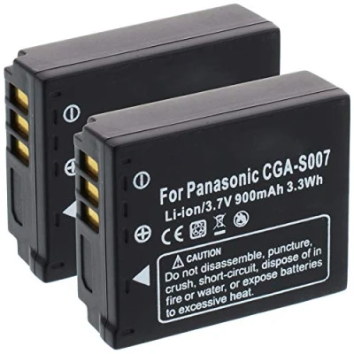 Abbildung von 2X Akku kompatibel mit Panasonic CGA S007, DMW BCD10 für Lumix DMC TZ5, TZ11, TZ15, TZ50