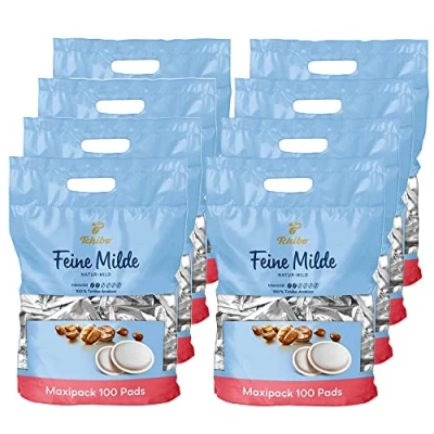 Abbildung von Tchibo Kaffeepads Vorratspack Maxipack, Feine Milde, 800 Stück 8x 100 Pads (Kaffee, mild mit sanften Röstaromen), nachhaltig, geeignet für Senseo Maschinen