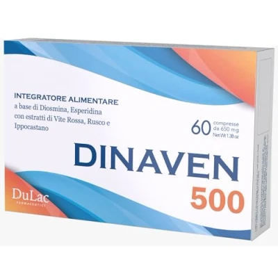 Abbildung von Dulàc Diosmin Hesperidin, Dinaven 500 60 Tabletten, Gegen Krampfadern, Hämorrhoiden, Geschwollene Beine und Füße, Ödeme Beine, Venentabletten Hochdosiert