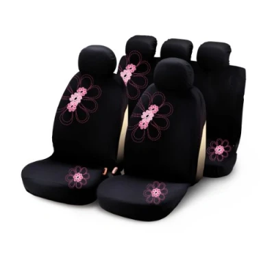 Abbildung von Bottari 29016 Sitzbezüge My Spring Flower mit Pinken Blumen, 9 Teile, Schwarz