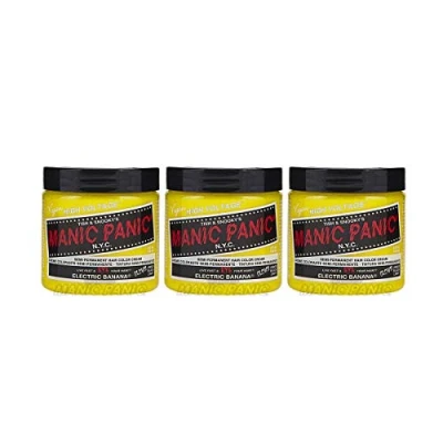 Abbildung von Manic Panic Electric Banana Classic Creme, Vegan, Cruelty Free, Yellow Semi Permanent Hair Dye 3 x 118ml