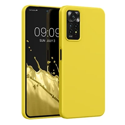 Abbildung von kwmobile Hülle kompatibel mit Xiaomi Redmi Note 11 Pro / (5G) 12 (4G) Silikon Handy Case Handyhülle weiche Oberfläche kabelloses Laden Strahlend Gelb