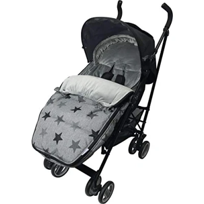 Abbildung von Original Dooky Footmuff Grey Stars Größe L für Buggys &amp; Kinderwagen ab 9 Monate, 98 x 50 cm, winterfest, wasserdicht winddicht, 3 und 5 Punkt Gurte, grau