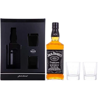 Abbildung von Jack Daniel&#039;s Tennessee Whiskey 40% Vol. 0,7l in Geschenkbox mit Rocking Gläsern