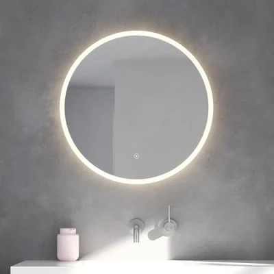 Abbildung von nicht definiert Badspiegel &quot;Atlas Rund, Badezimmerspiegel mit LED Beleuchtung, Lichtspiegel&quot;, (1 St.), Touchpanel für Lichtsteuerung, Verstellbarer Spiegel, Dänisches Design