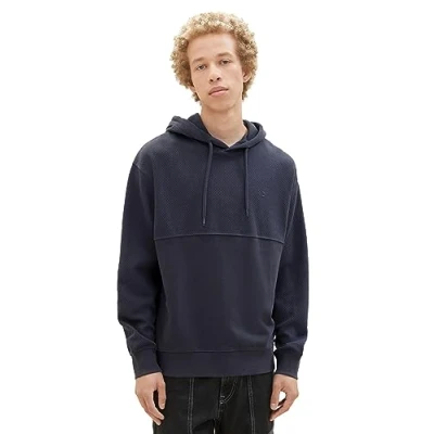 Abbildung von TOM TAILOR Denim Herren 1039426 Relaxed Fit Hoodie mit Logo Print, 29476 coal Grey, XL