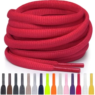 Abbildung von Miscly Schnürsenkel Oval, Reißfest für Sportschuhe, Sneaker und Laufschuhe 100% Polyester Ø 6mm (91 cm, Rot)
