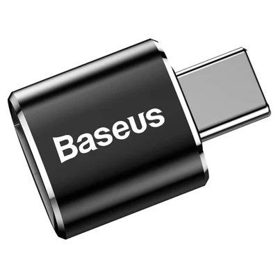 Abbildung von Mini USB female to Type C male adapter converter Black von Baseus Schwarz Aluminium
