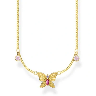Abbildung von Thomas SABO Kette 925 STERLINGSILBER, 750 Gelbgold Vergoldung Halskette, Damen, Größe: 40, Violett, pink, gelbgoldfarben, rot