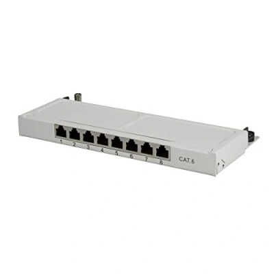 Abbildung von LogiLink Professional NP0077 Geschirmtes CAT 6 Patch /Verteilerfeld mit 8 Ports (Desktop), halbe Bauhöhe (0,5 Höheneinheiten) Lichtgrau