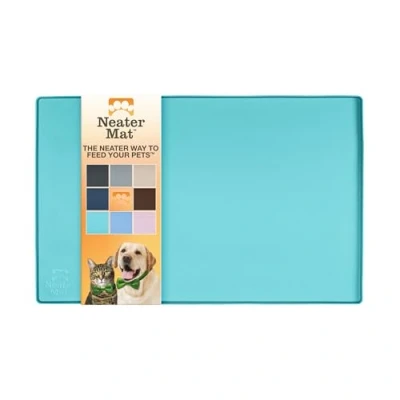 Abbildung von Neater Pet Brands Napfunterlage Hund und Katzen Wasserdicht Silikon Hundenapf Unterlage Futtermatte Schützt Böden vor Futter Wasser (48,3 x 30,5 cm, Aquamarin)