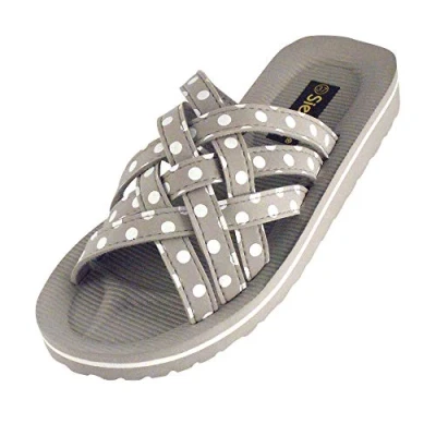 Abbildung von Siebi&#039;s Badeschuhe Damen Beach leichte Badepantolette Frauen (Tupfen grau, numeric_37)