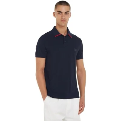Abbildung von Tommy Hilfiger Herren Poloshirt Kurzarm Regular Fit, Blau (Desert Sky), M