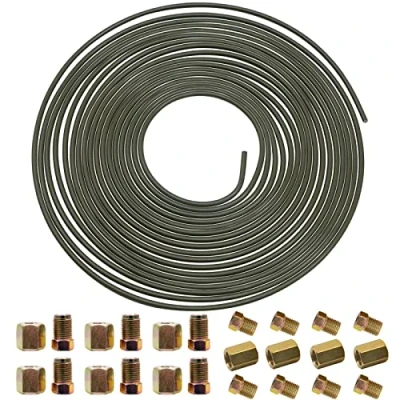 Abbildung von 10 m Bremsleitung 3/16&quot; Set (Ø 4,75mm) mit M10 Bremsleitungsverbinder, Automobil Ersatz Bremsrohr Verschraubungen &amp; Verbinder Flaring SEA Kupfer Verkupfertes Stahl Sortiment für Bördel