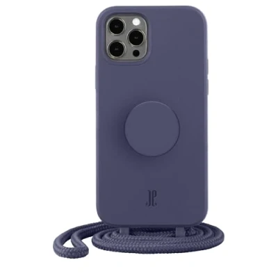 Abbildung von Just Elegance Hülle Necklace Case Handyhülle kompatibel mit iPhone 12/12 Pro Handy Schutzhülle Abnehmbarer Kordel und Fingerhalter (Navy Blue)